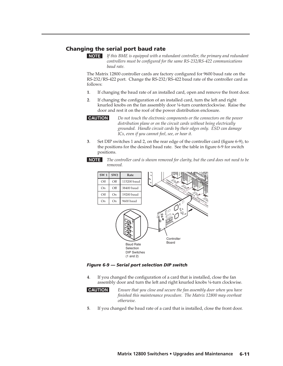 Changing the serial port baud rate, Changing the serial port baud rate -11, E also available. see chapter 6 | Upgrades and maintenance, For details, Baud is the default setting. see, In chapter 6, Preliminar y, Changing the serial port baud rate | Extron Electronics Matrix 12800 Series User Guide User Manual | Page 108 / 137
