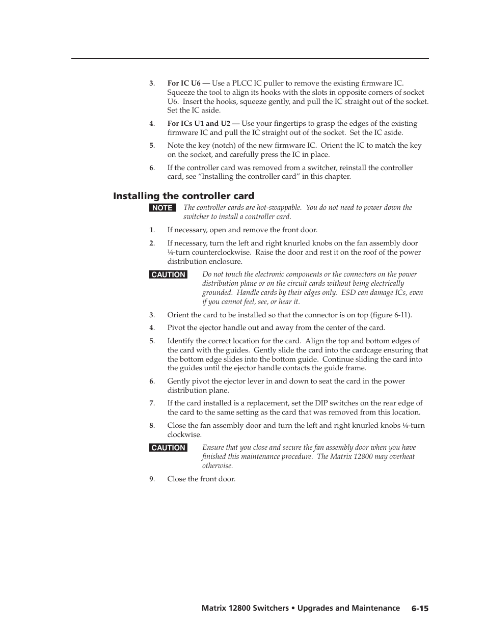 Installing the controller card, Installing the controller card -15, Preliminar y | Extron Electronics Matrix 12800 Series User Guide User Manual | Page 112 / 137