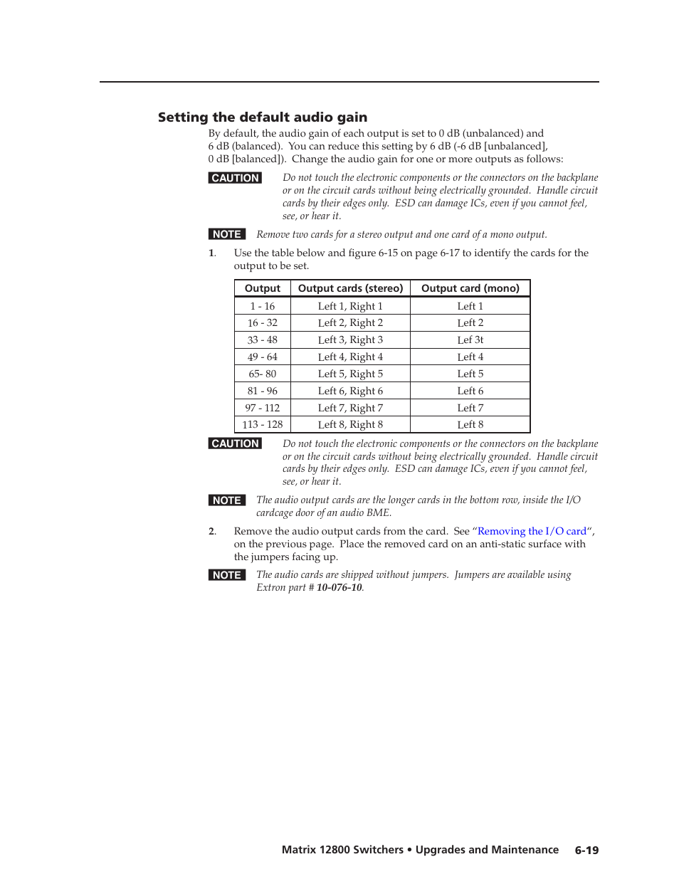 Setting the default audio gain, Setting the default audio gain -19, Preliminar y | Extron Electronics Matrix 12800 Series User Guide User Manual | Page 116 / 137