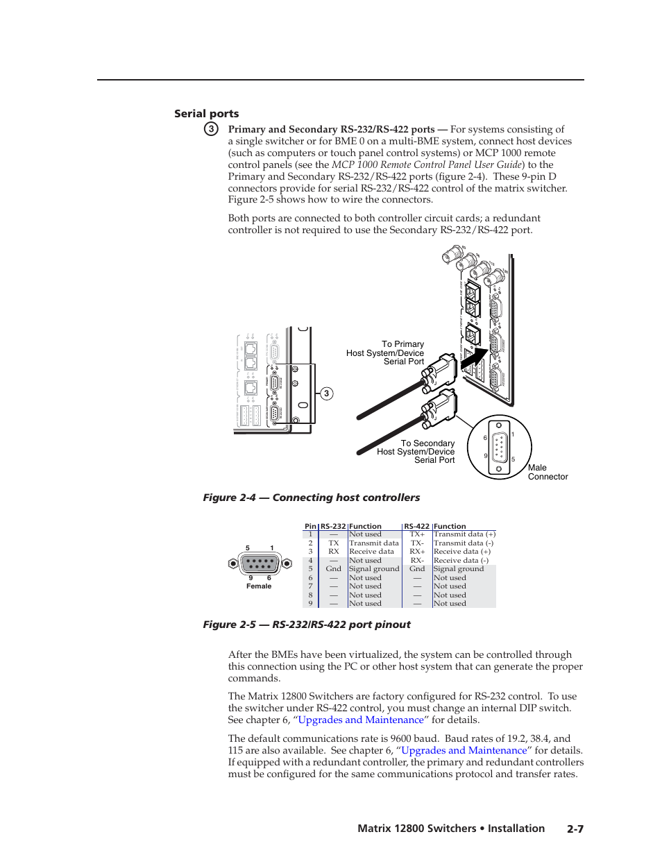 Serial ports, Serial ports -7, Preliminar y | Figure 2-4 — connecting host controllers | Extron Electronics Matrix 12800 Series User Guide User Manual | Page 22 / 137