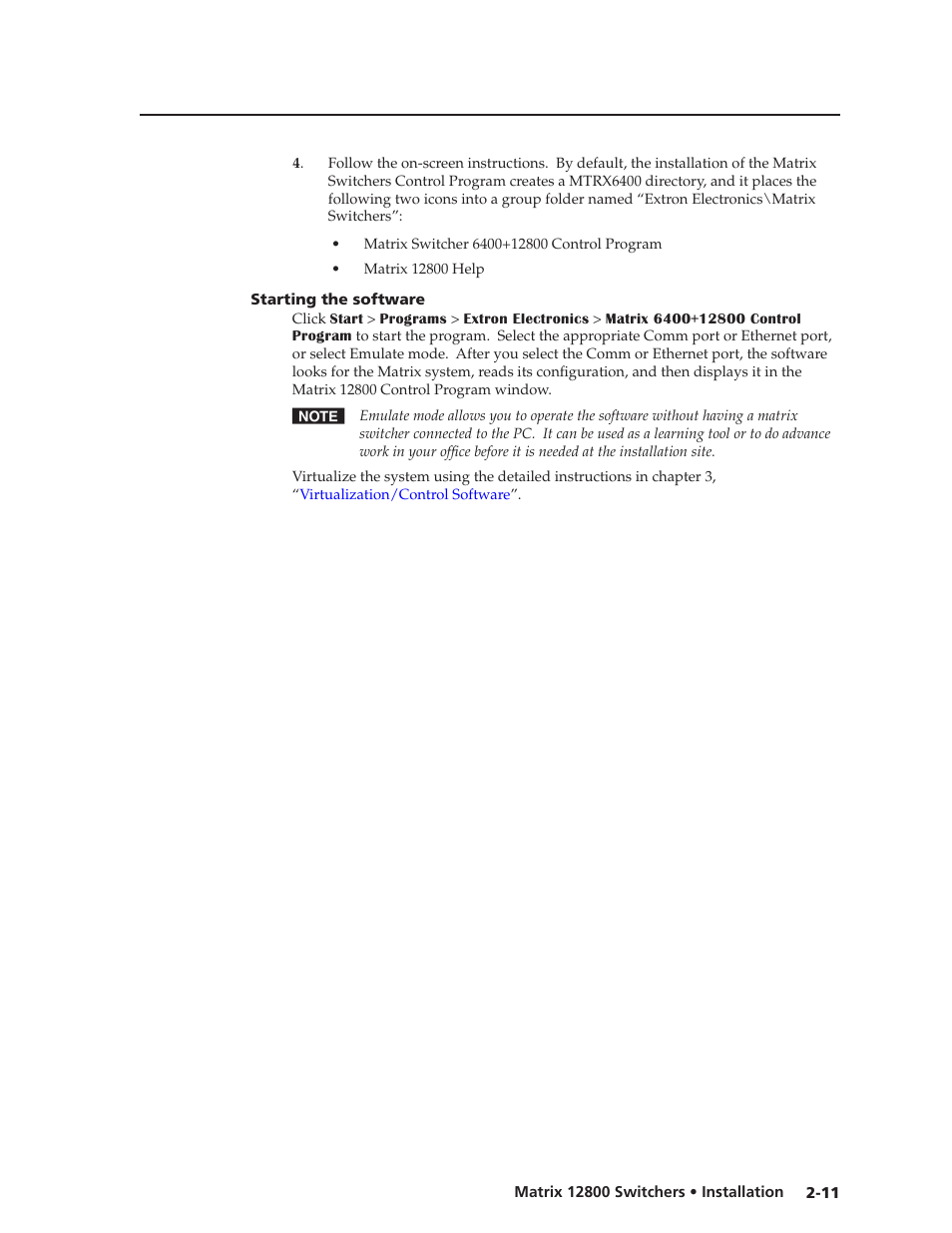 Starting the software, Starting the software -11, Preliminar y | Extron Electronics Matrix 12800 Series User Guide User Manual | Page 26 / 137