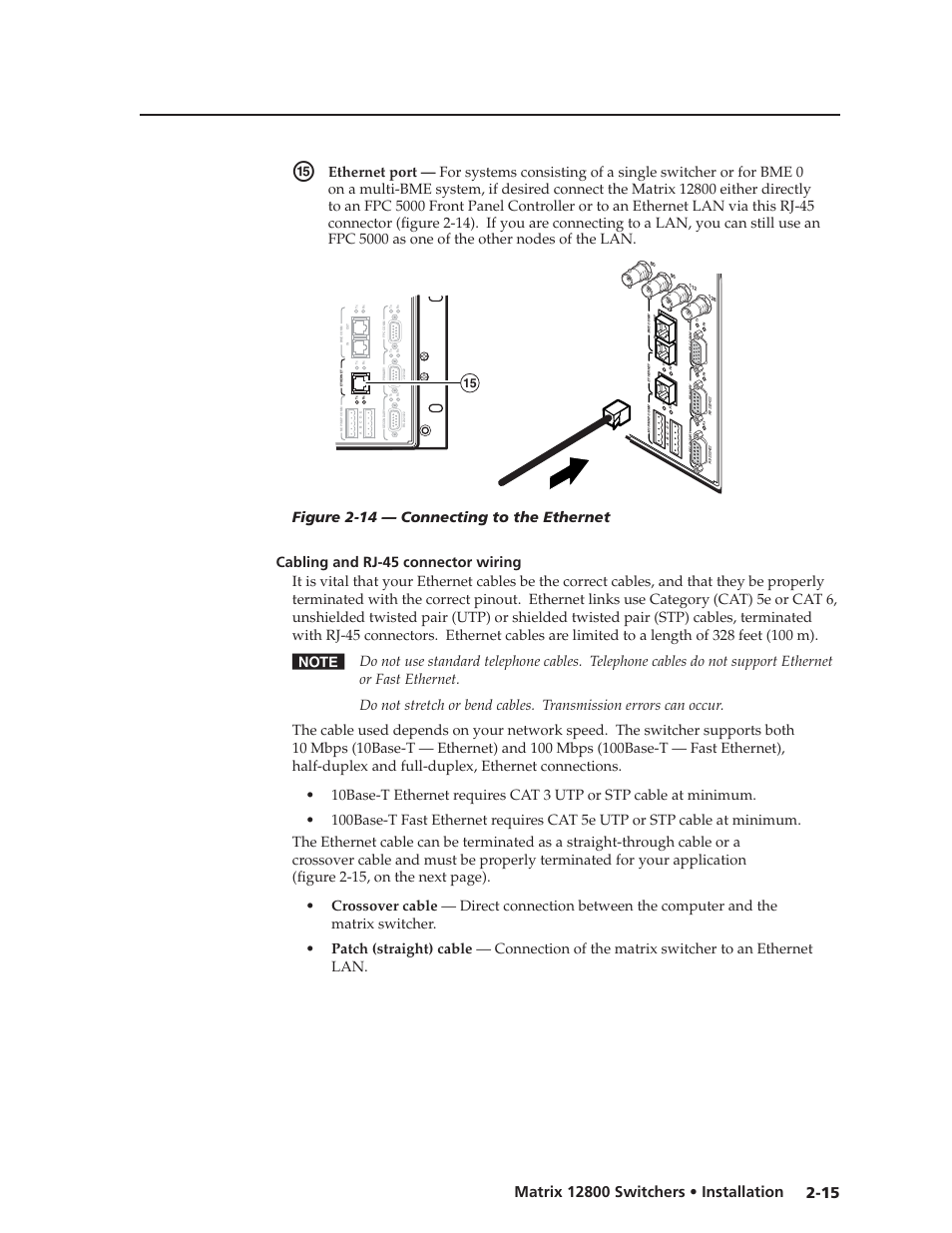 Cabling and rj-45 connector wiring, Cabling and rj-45 connector wiring -15, Preliminar y | Extron Electronics Matrix 12800 Series User Guide User Manual | Page 30 / 137