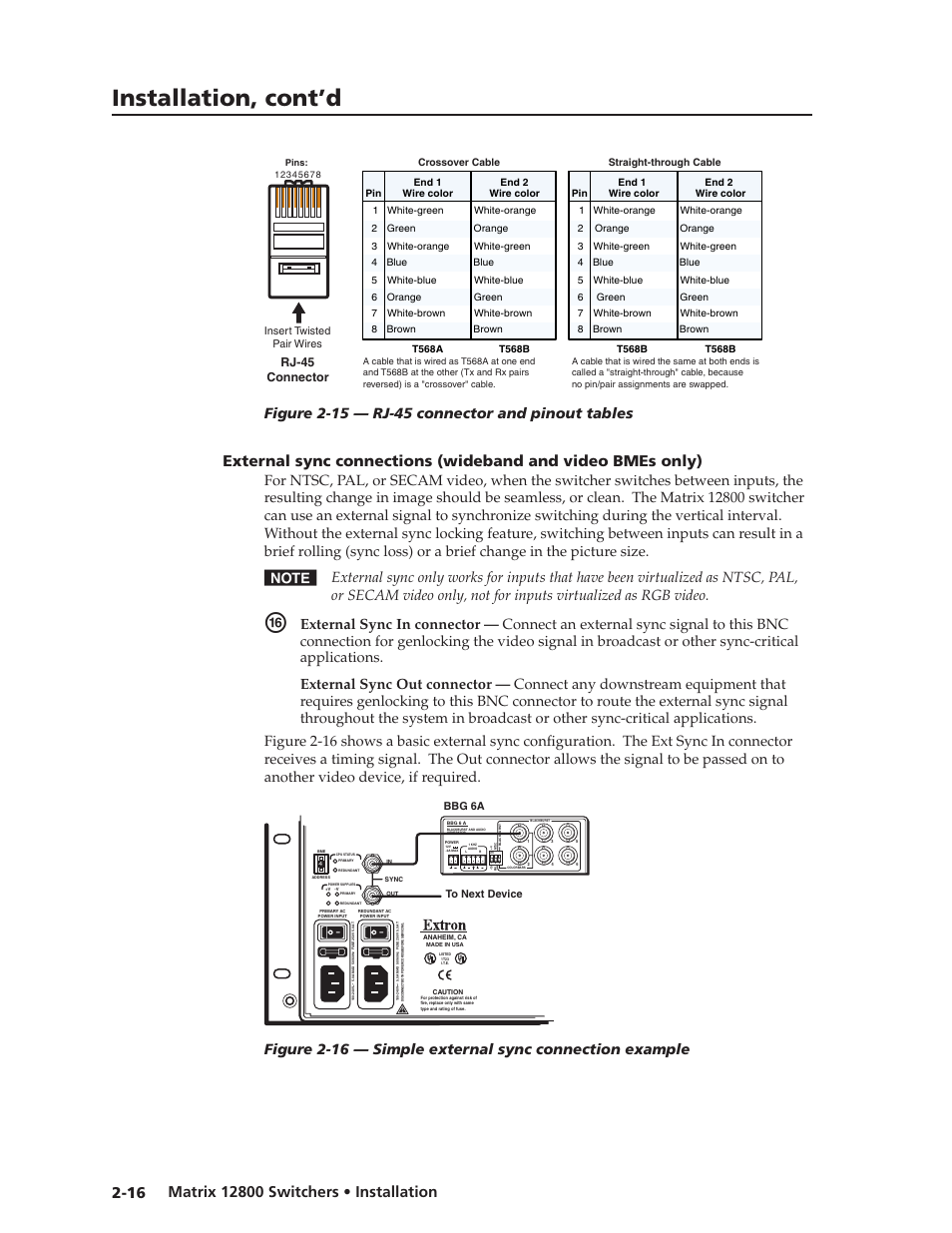 Preliminar y, Installation, cont’d, Rj-45 connector | Extron Electronics Matrix 12800 Series User Guide User Manual | Page 31 / 137