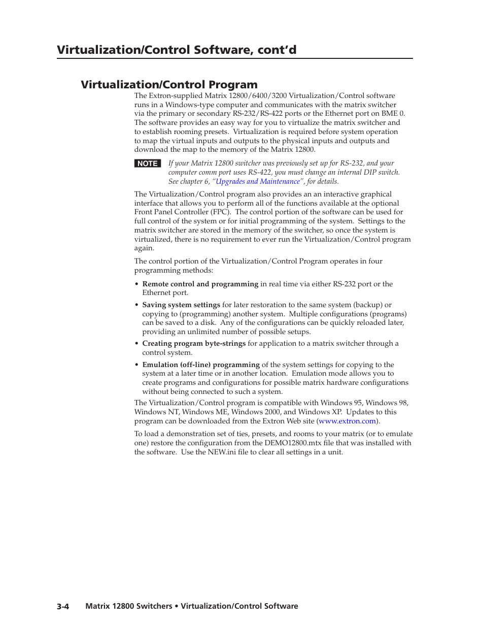 Virtualization/control program, Preliminar y, Virtualization/control software, cont’d | Extron Electronics Matrix 12800 Series User Guide User Manual | Page 37 / 137