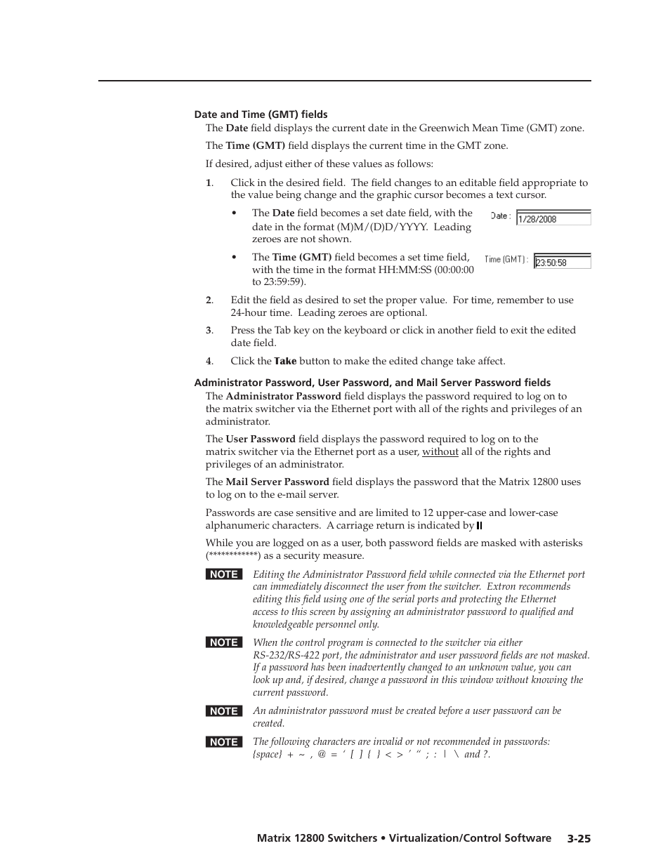 Date and time (gmt) fields, Preliminar y | Extron Electronics Matrix 12800 Series User Guide User Manual | Page 58 / 137