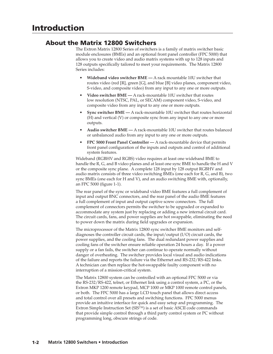 About the matrix 12800 switchers, Preliminar y, Introduction | Extron Electronics Matrix 12800 Series User Guide User Manual | Page 9 / 137