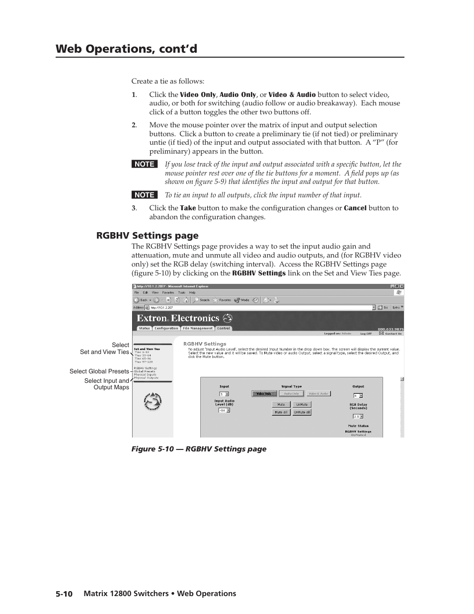 Preliminar y, Web operations, cont’d | Extron Electronics Matrix 12800 Series User Guide User Manual | Page 93 / 137