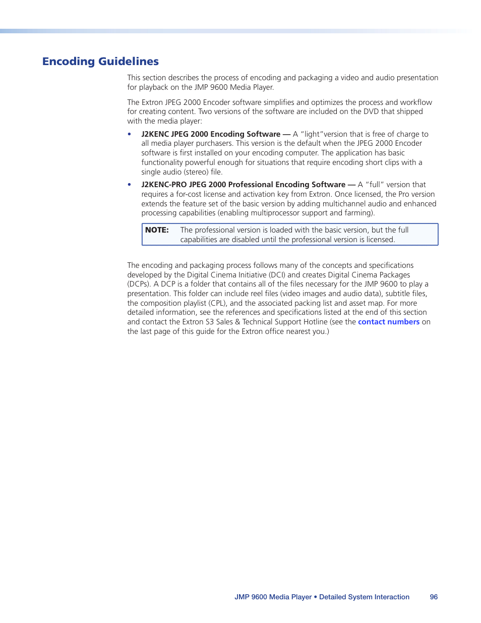 Encoding guidelines, E (see | Extron Electronics JMP 9600 User Guide User Manual | Page 102 / 122