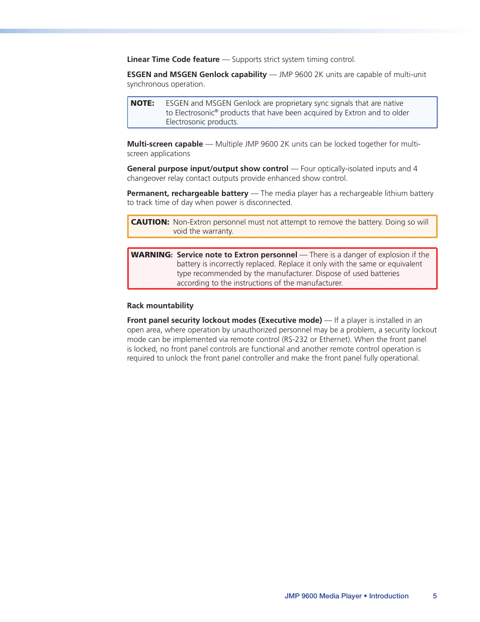 Extron Electronics JMP 9600 User Guide User Manual | Page 11 / 122