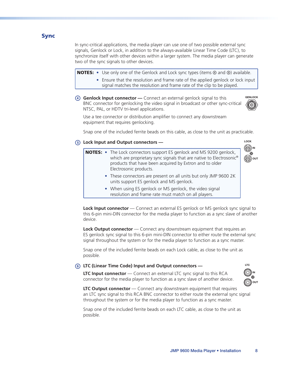Sync | Extron Electronics JMP 9600 User Guide User Manual | Page 14 / 122