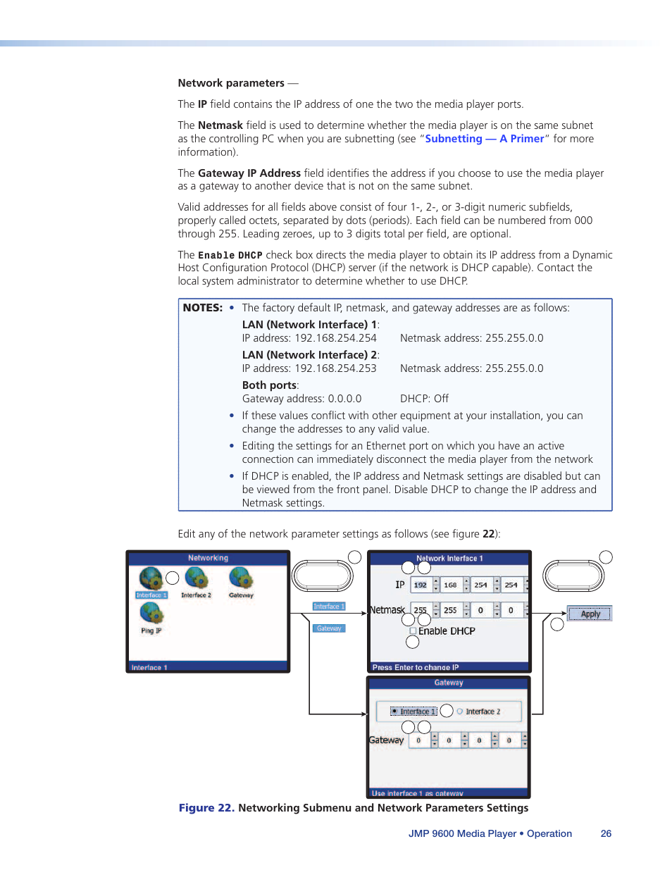 Network parameters, Figure 22 | Extron Electronics JMP 9600 User Guide User Manual | Page 32 / 122