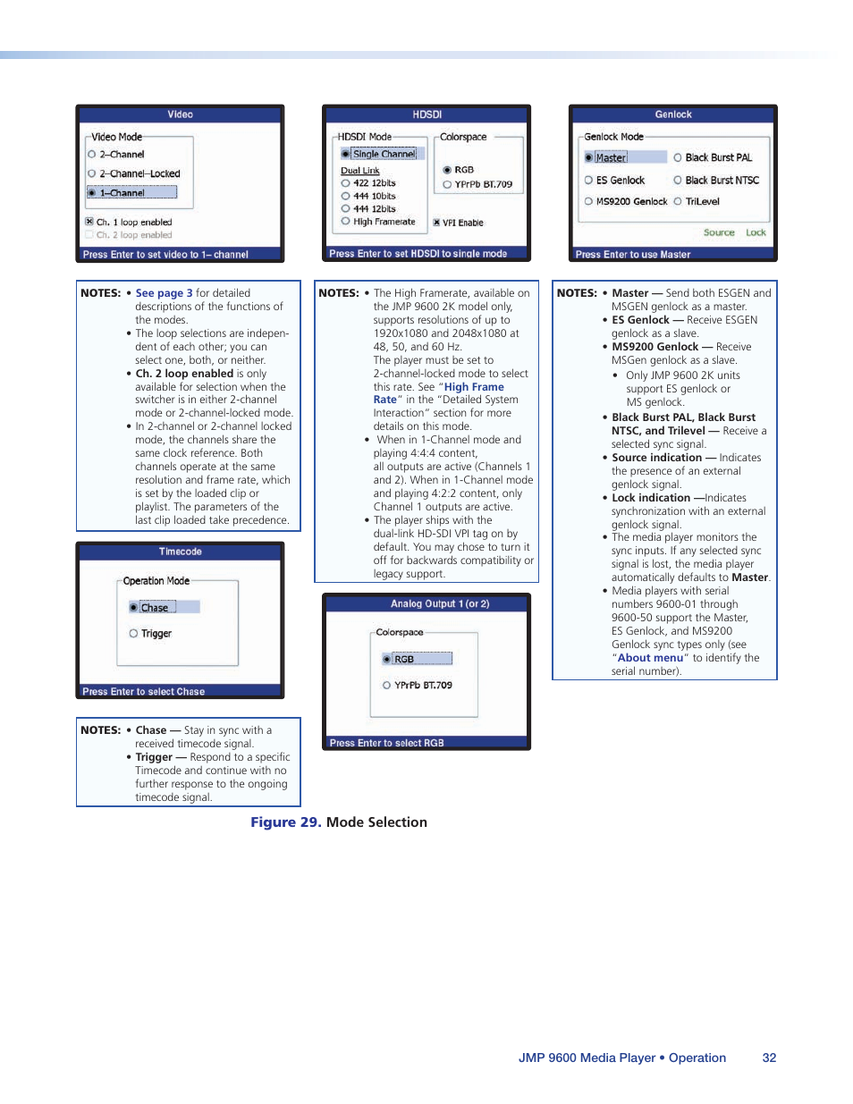 Settings > video, Mode, Figure 29 | Extron Electronics JMP 9600 User Guide User Manual | Page 38 / 122