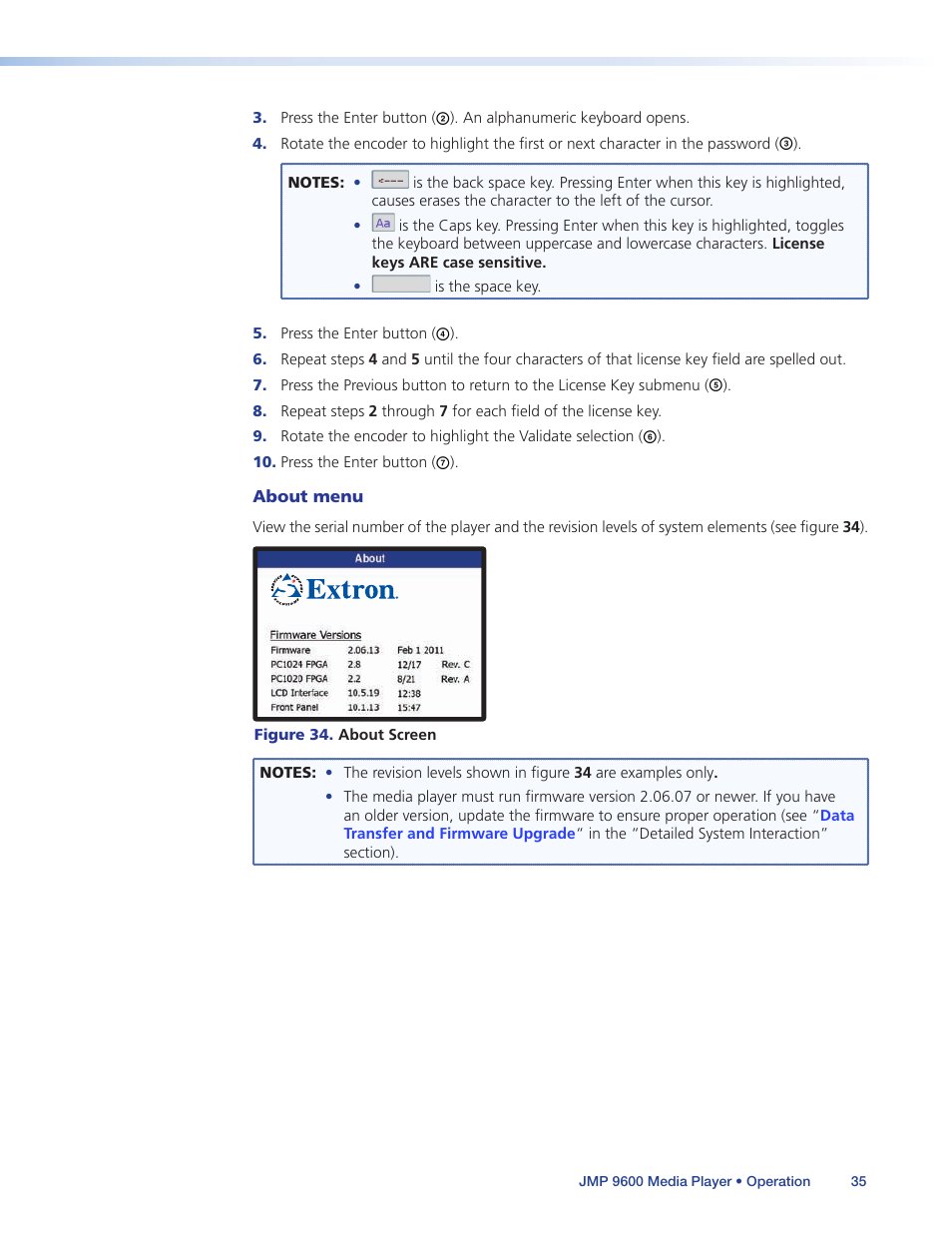 About menu | Extron Electronics JMP 9600 User Guide User Manual | Page 41 / 122