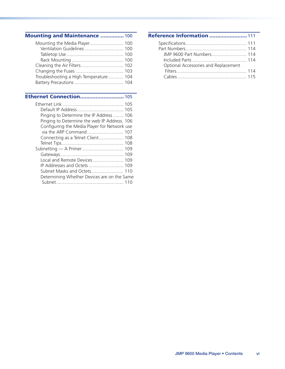 Extron Electronics JMP 9600 User Guide User Manual | Page 6 / 122