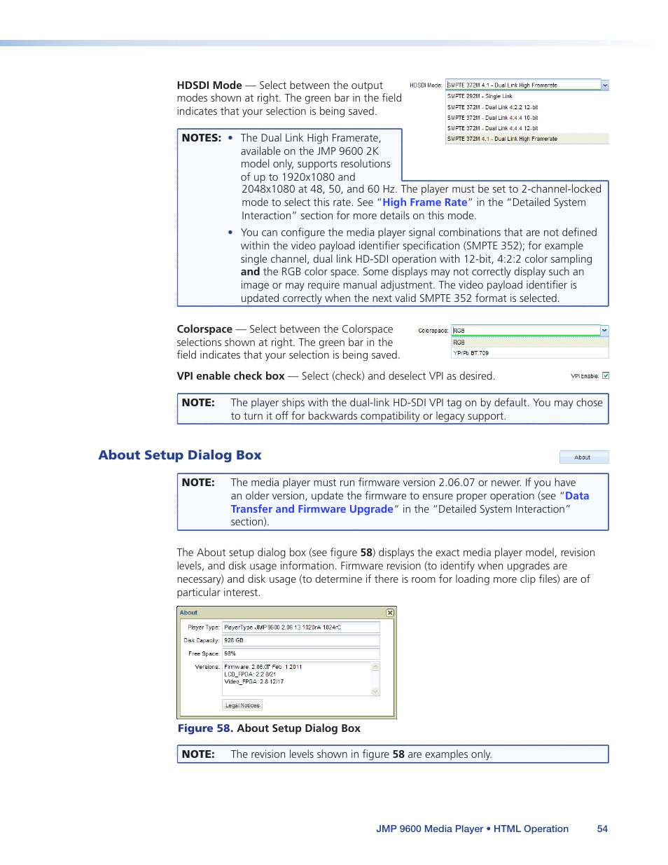 About setup dialog box | Extron Electronics JMP 9600 User Guide User Manual | Page 60 / 122