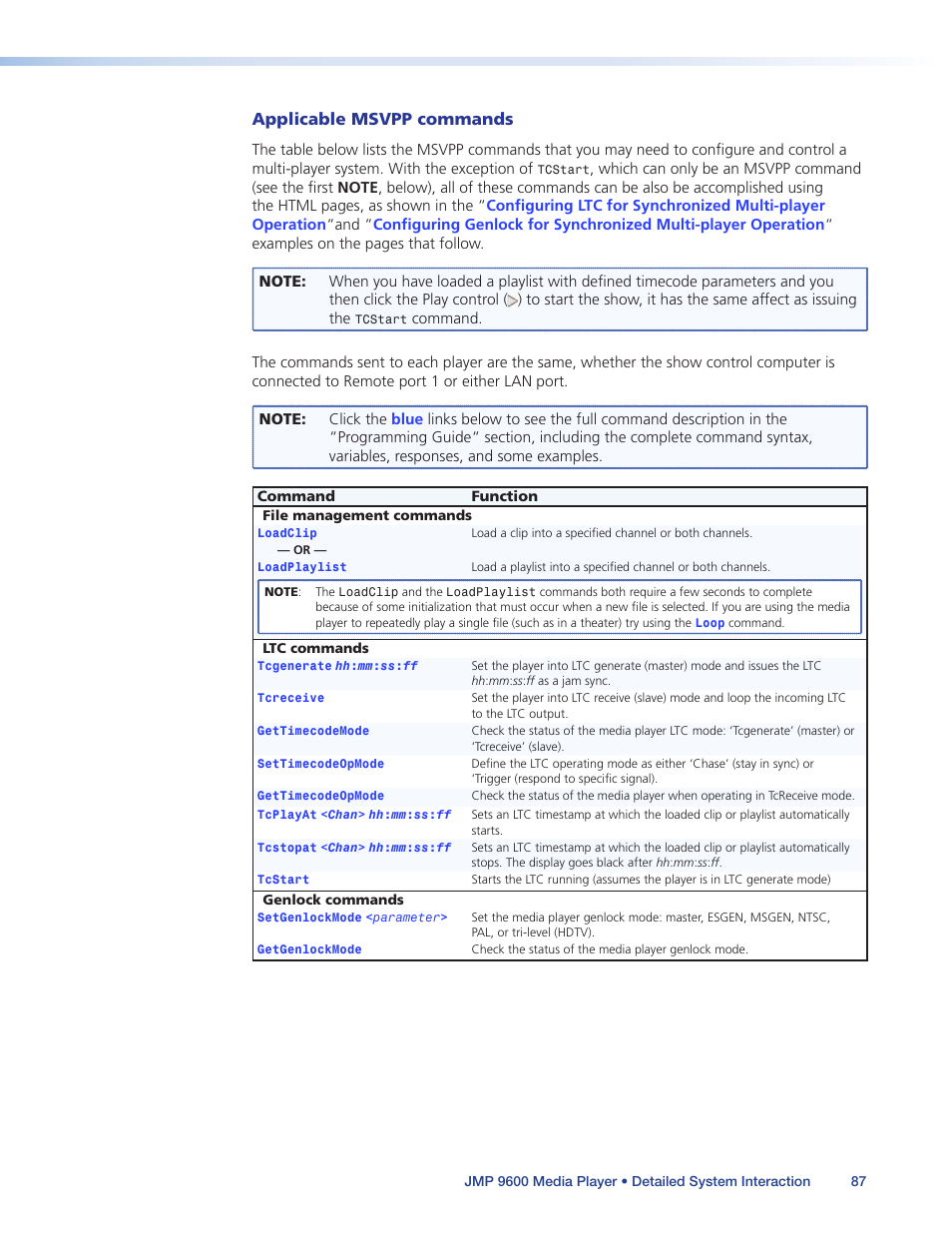 Applicable msvpp commands | Extron Electronics JMP 9600 User Guide User Manual | Page 93 / 122