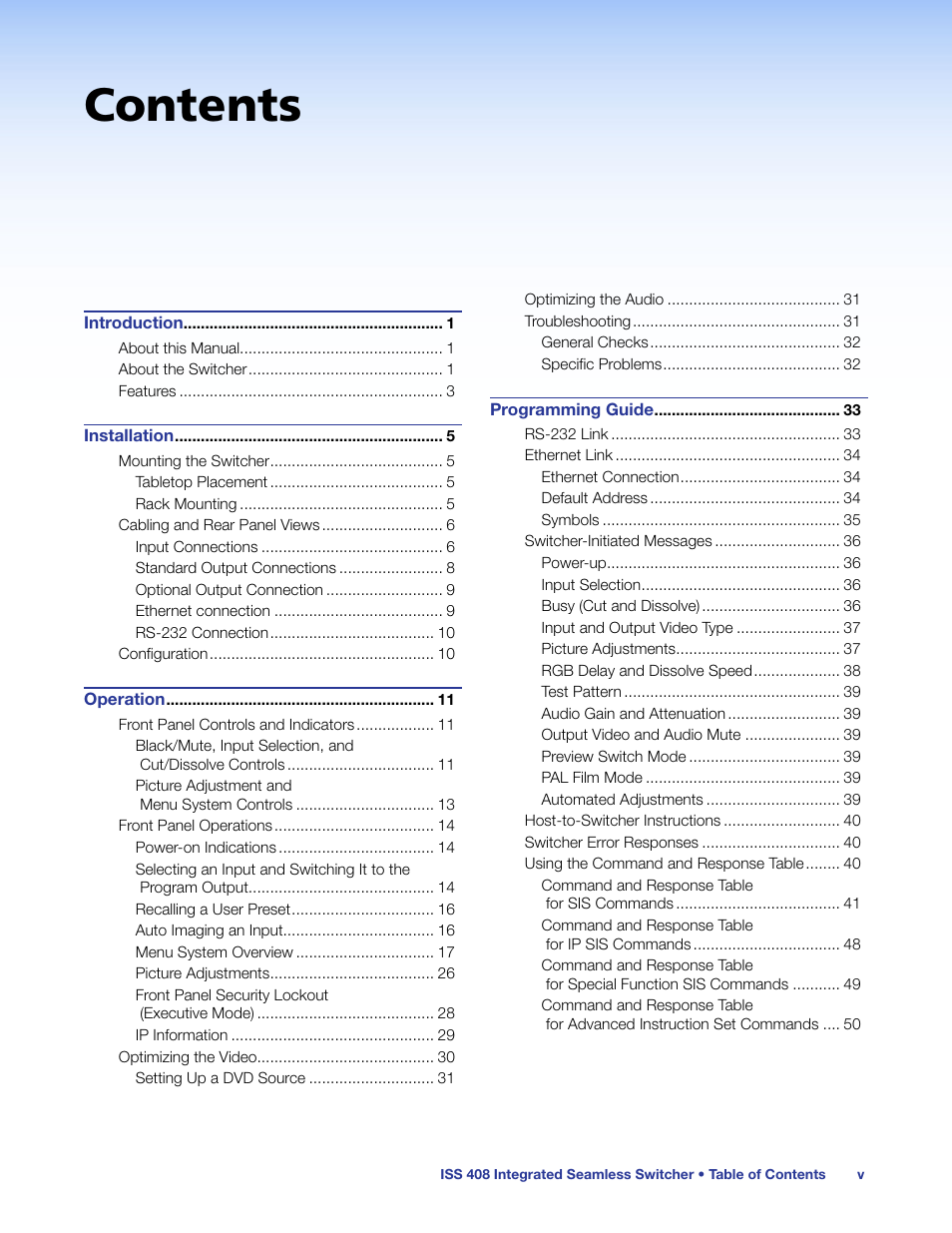 Extron Electronics ISS 408 User Manual | Page 5 / 86