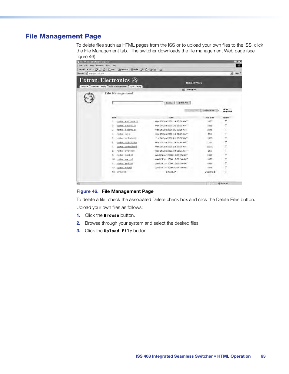 File management page | Extron Electronics ISS 408 User Manual | Page 69 / 86