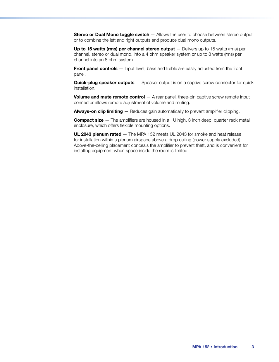Extron Electronics MPA 152 User Guide User Manual | Page 9 / 22