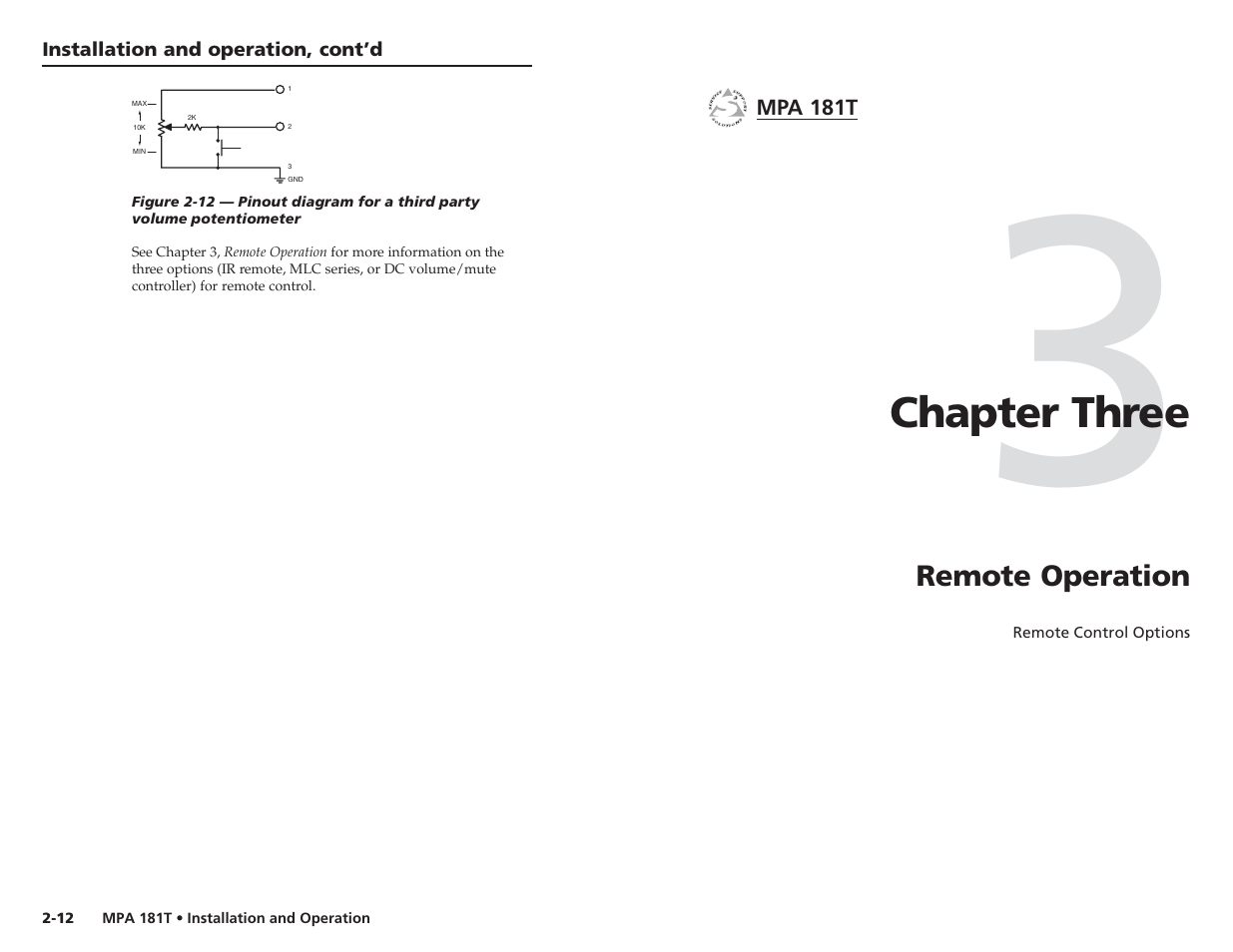 Chapter three | Extron Electronics MPA 181T User Guide User Manual | Page 14 / 18