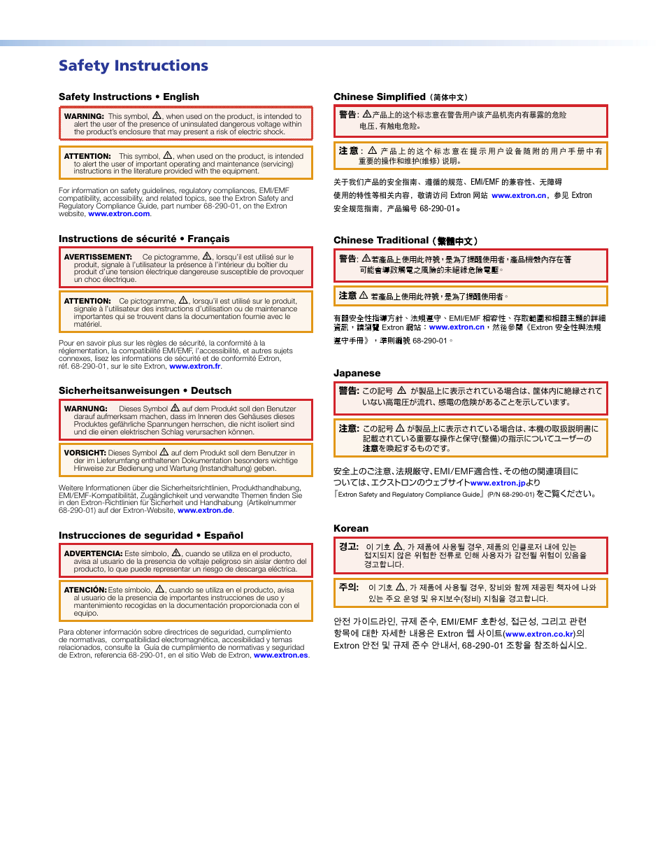 Safety instructions | Extron Electronics MPA 401 Series User Guide User Manual | Page 2 / 22