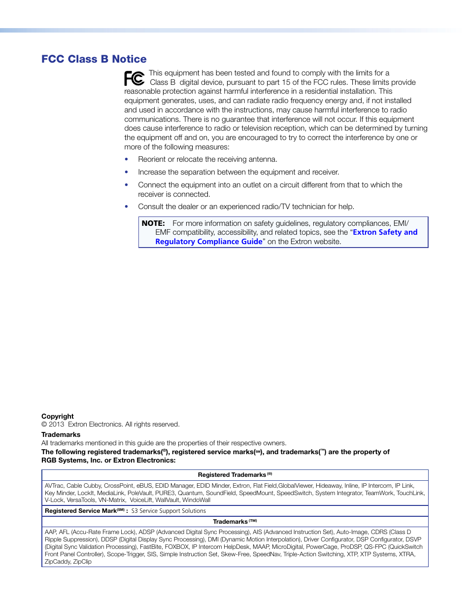 Fcc class b notice | Extron Electronics MPA 401 Series User Guide User Manual | Page 3 / 22