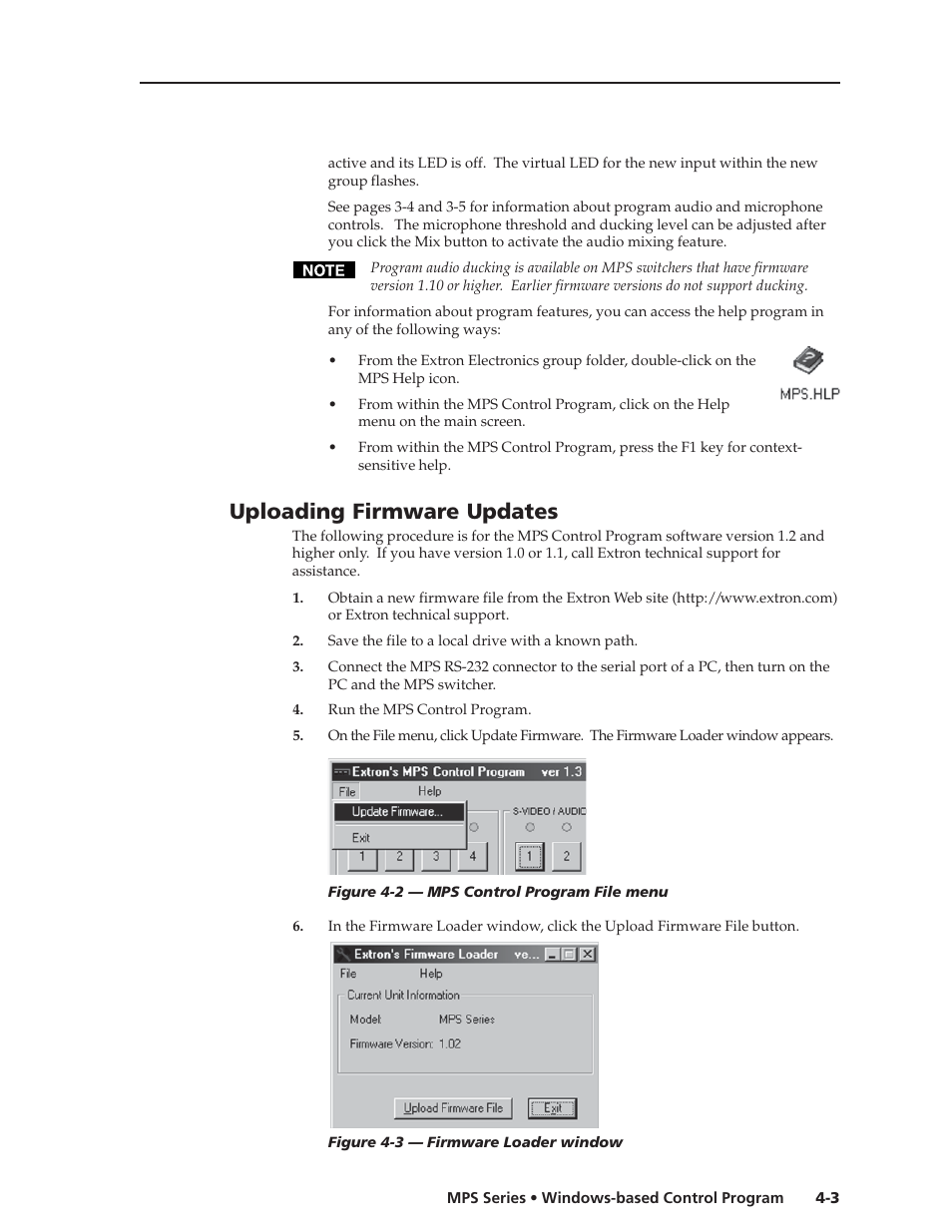 Uploading firmware updates | Extron Electronics MPS 112_112CS User Guide User Manual | Page 27 / 46