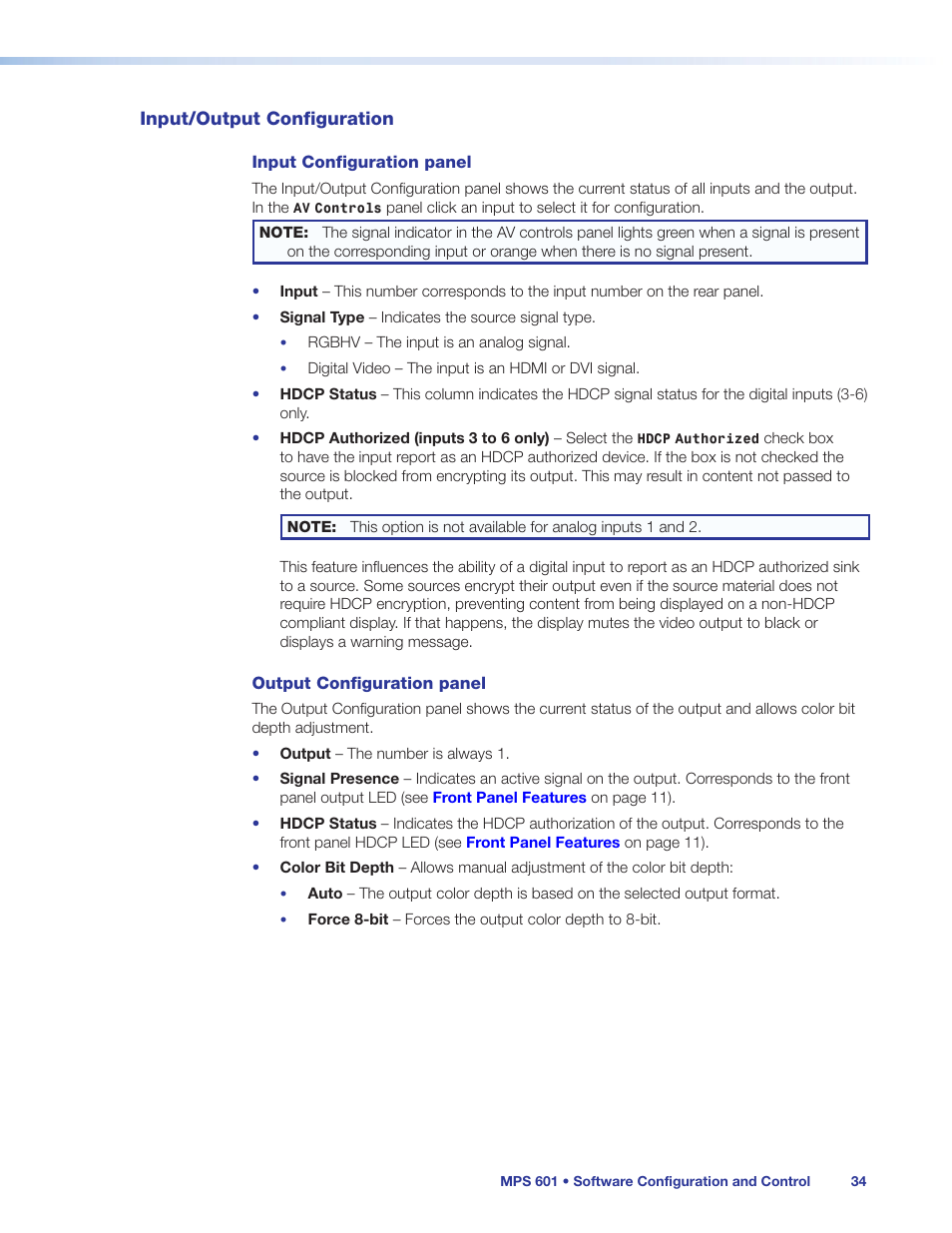 Input/output configuration | Extron Electronics MPS 601 User Guide User Manual | Page 40 / 54