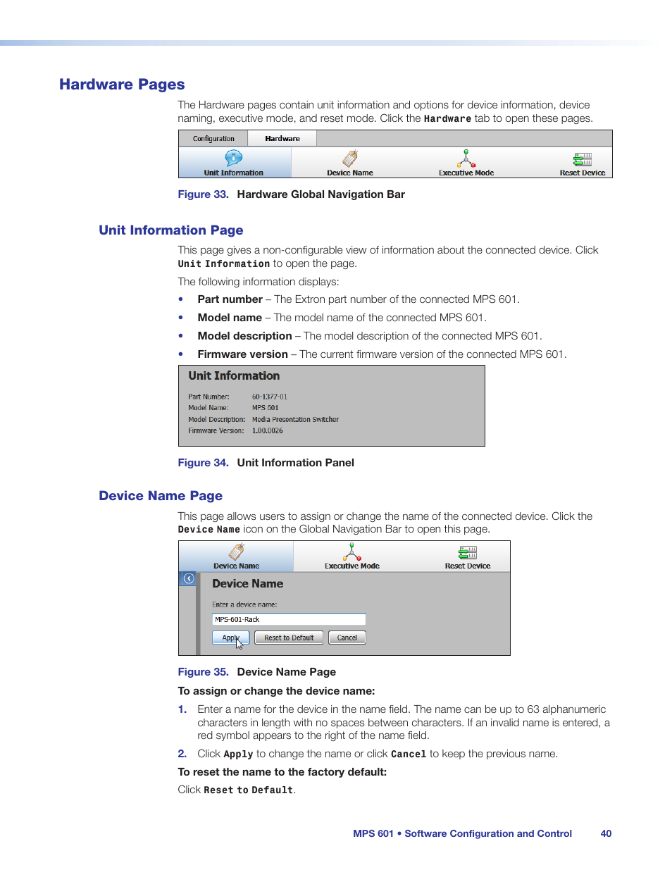 Hardware pages | Extron Electronics MPS 601 User Guide User Manual | Page 46 / 54