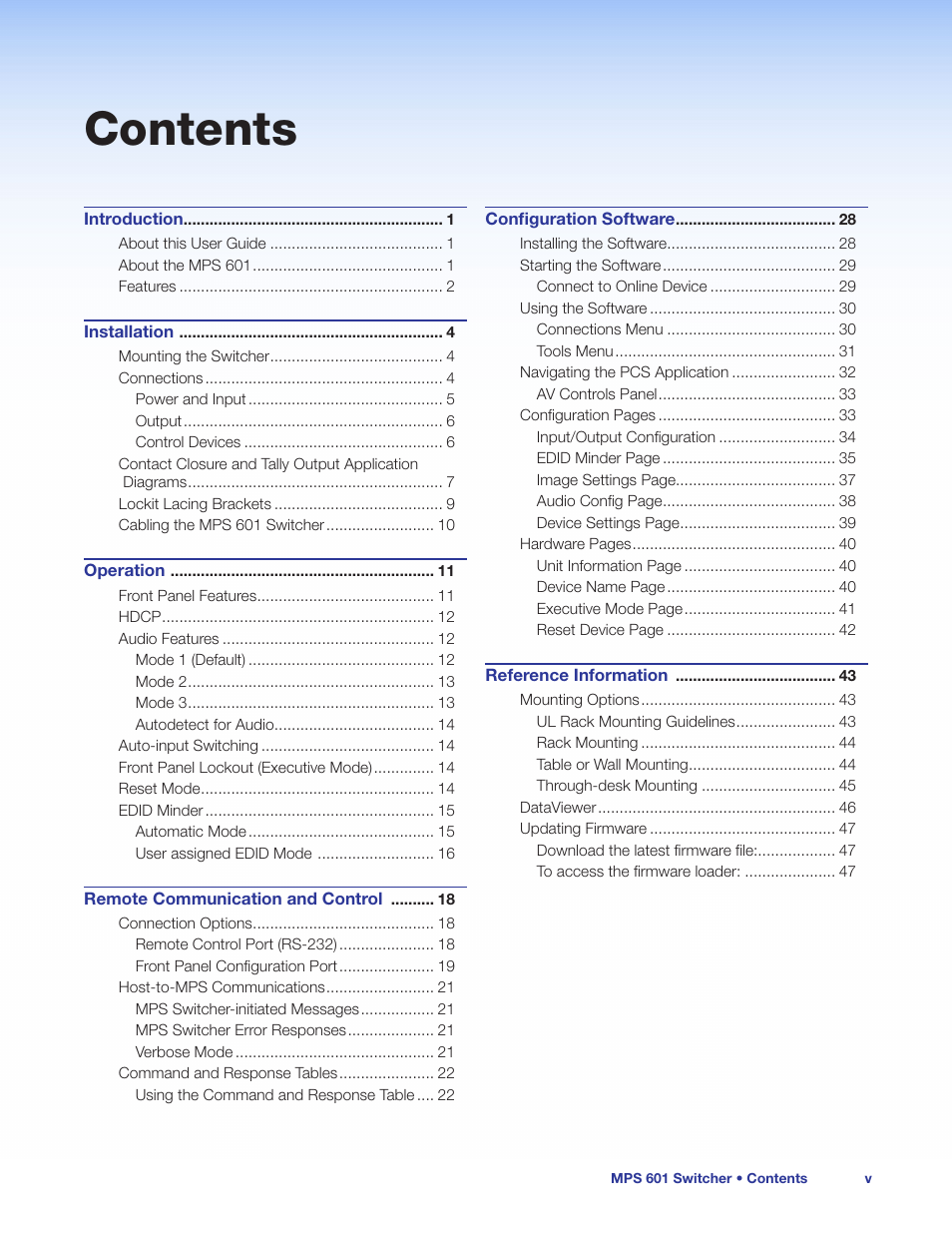 Extron Electronics MPS 601 User Guide User Manual | Page 5 / 54