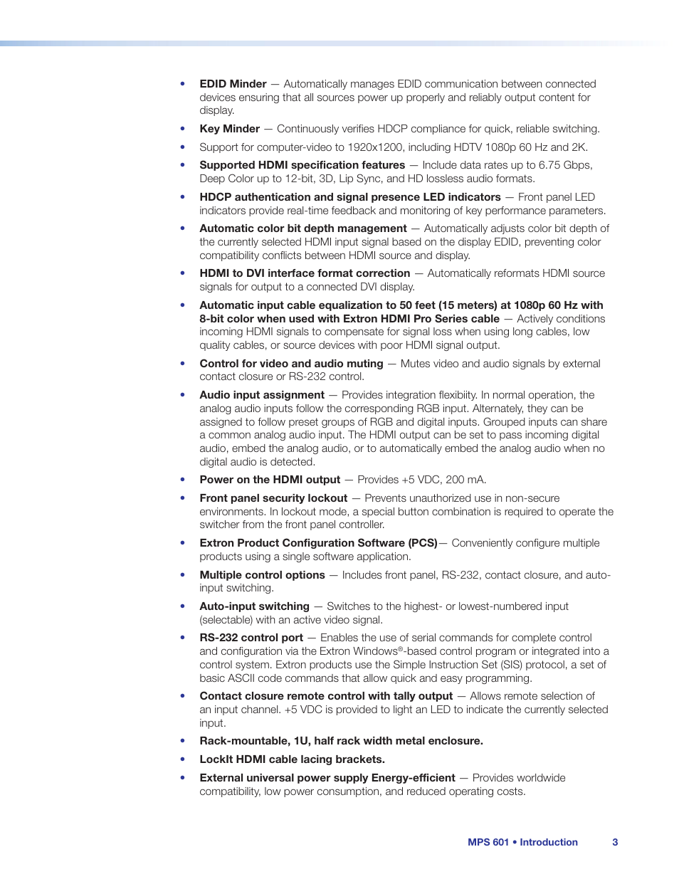 Extron Electronics MPS 601 User Guide User Manual | Page 9 / 54