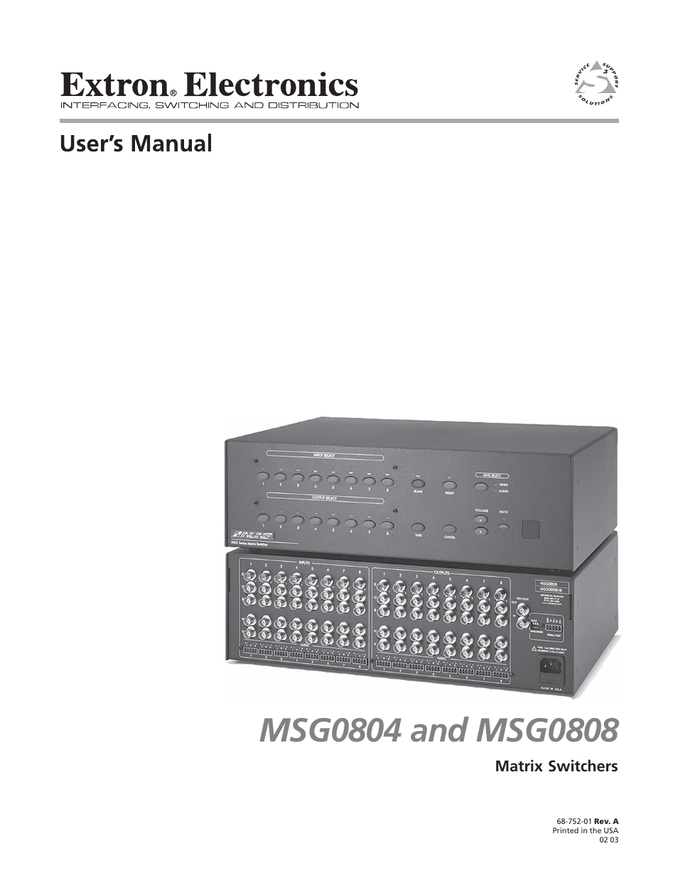 Extron Electronics MSG0808 User Manual | 54 pages