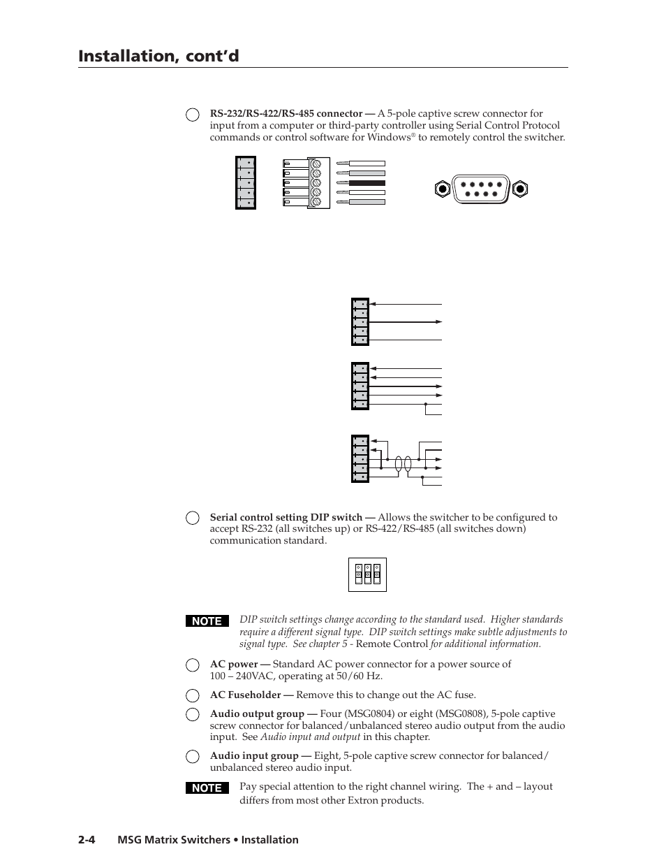 Installation, cont’d | Extron Electronics MSG0808 User Manual | Page 14 / 54