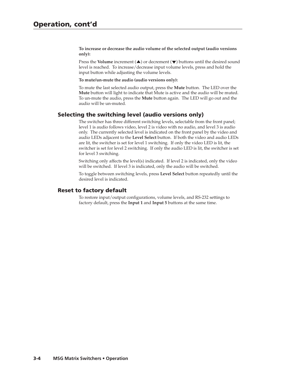Operation, cont’d | Extron Electronics MSG0808 User Manual | Page 22 / 54