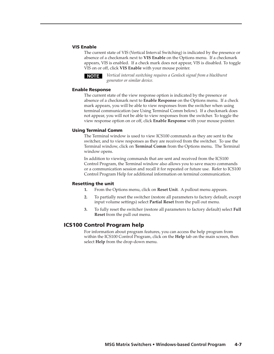Ics100 control program help | Extron Electronics MSG0808 User Manual | Page 29 / 54