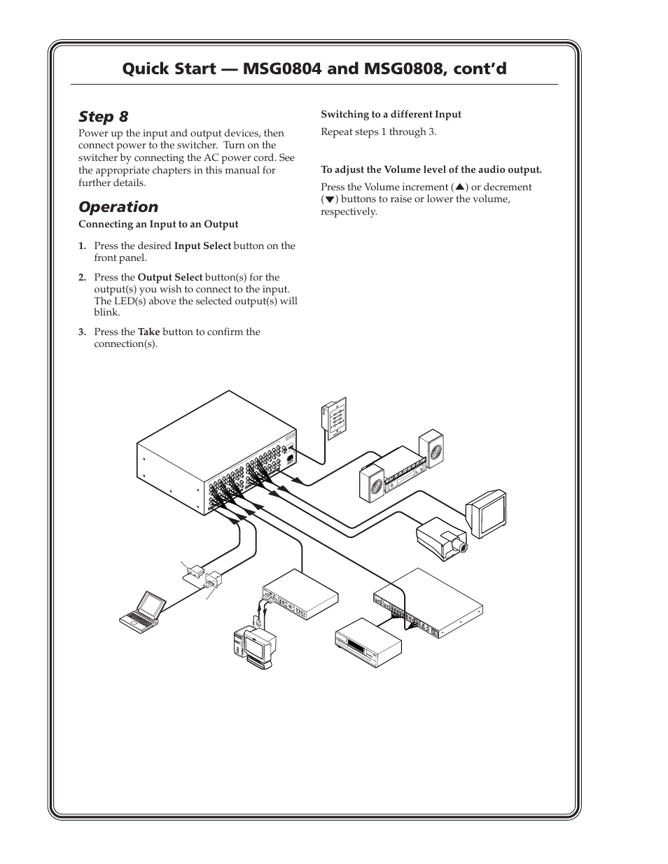 Step 8, Operation | Extron Electronics MSG0808 User Manual | Page 4 / 54