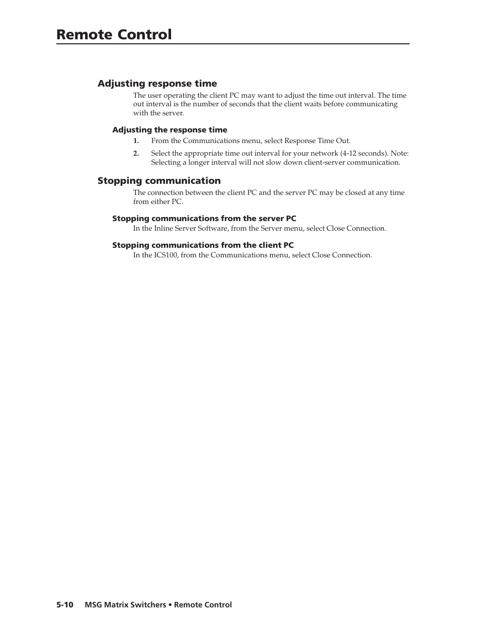 Remote control | Extron Electronics MSG0808 User Manual | Page 40 / 54