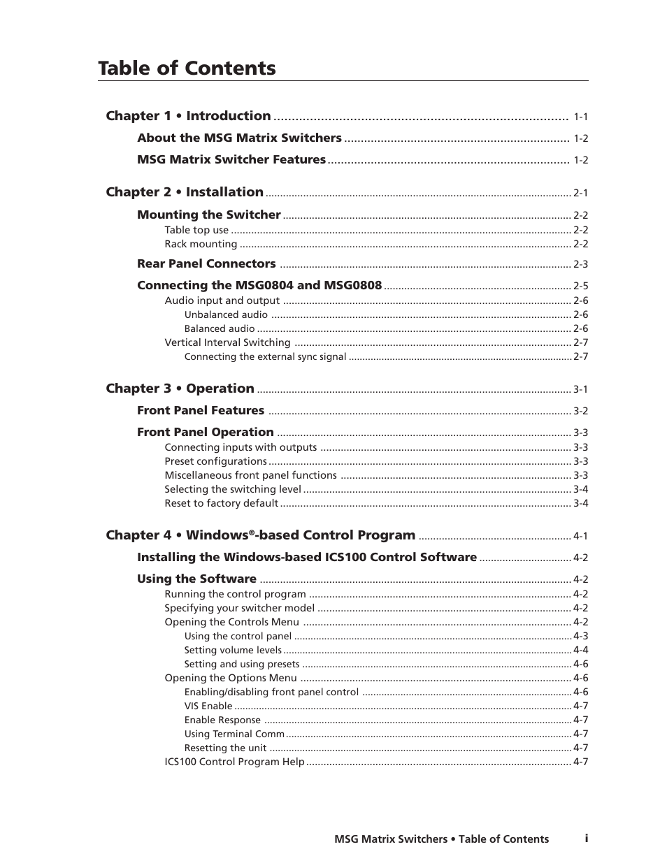 Extron Electronics MSG0808 User Manual | Page 5 / 54