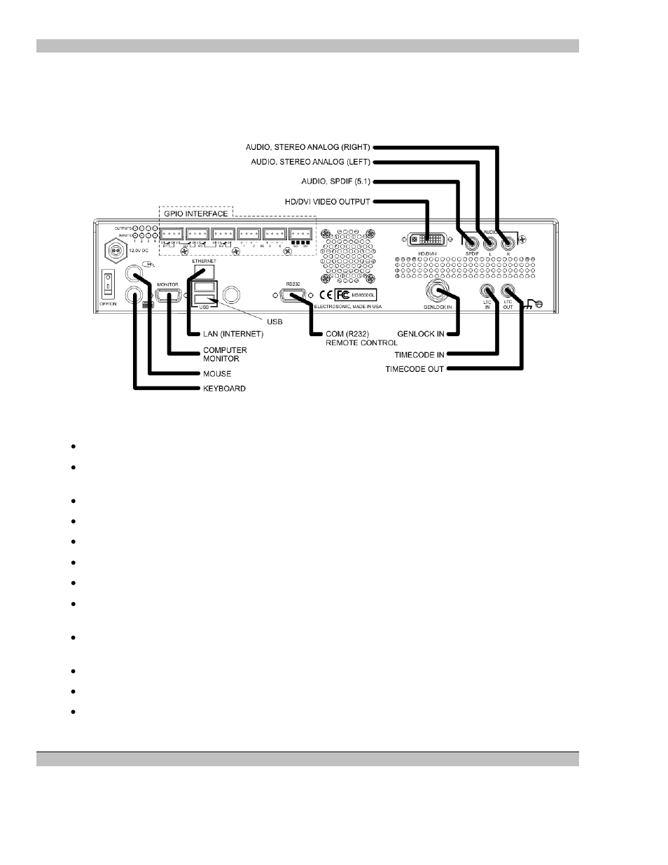 Player connections, Ms9500gl connector interface | Extron Electronics MS9500 HD FrEND Plus User Manual | Page 16 / 112