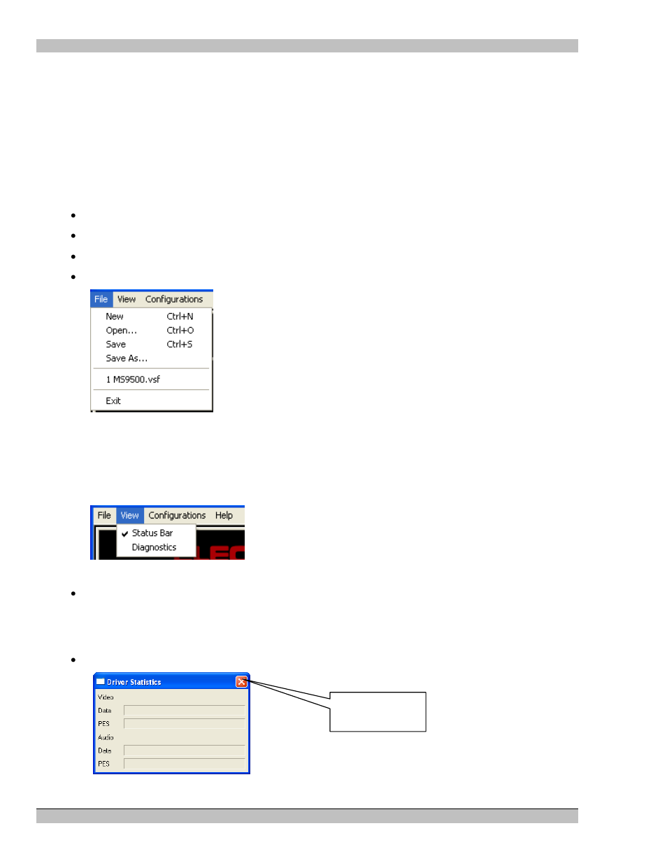 The hd player application, main menu, The file menu, The view menu | Extron Electronics MS9500 HD FrEND Plus User Manual | Page 34 / 112