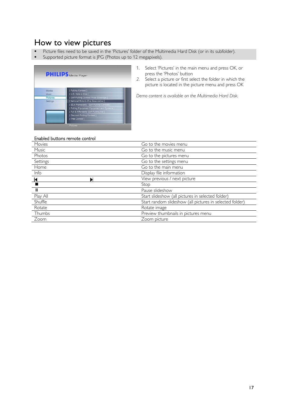How to view pictures | Philips SPE9010CC User Manual | Page 17 / 23
