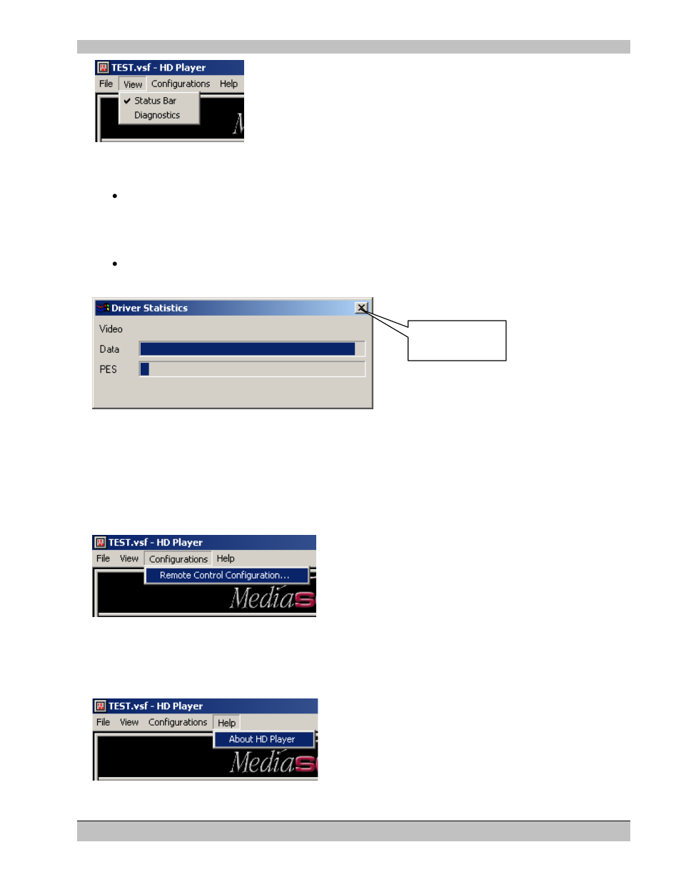 The configurations menu, The help menu | Extron Electronics MS9200P User Manual | Page 23 / 124