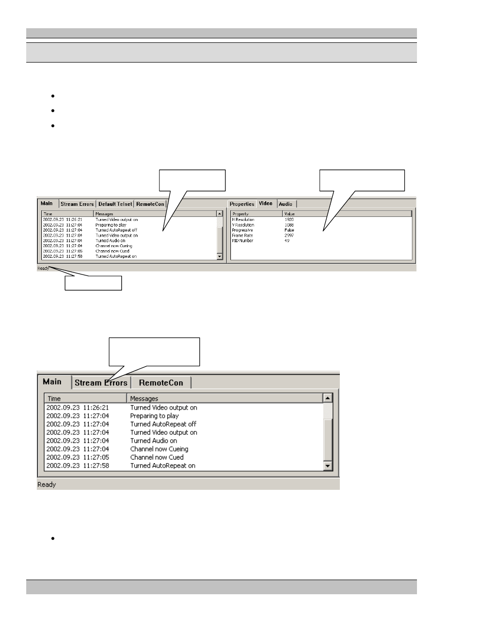 Chapter 4: the log / file information windows, The log window, Chapter 4 | The log / file information windows | Extron Electronics MS9200P User Manual | Page 36 / 124