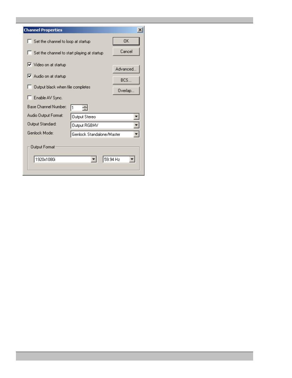 Set the channel to loop at startup, Set the channel to start playing at startup, Video on at startup | Audio on at startup, Output black when file completes | Extron Electronics MS9200P User Manual | Page 40 / 124