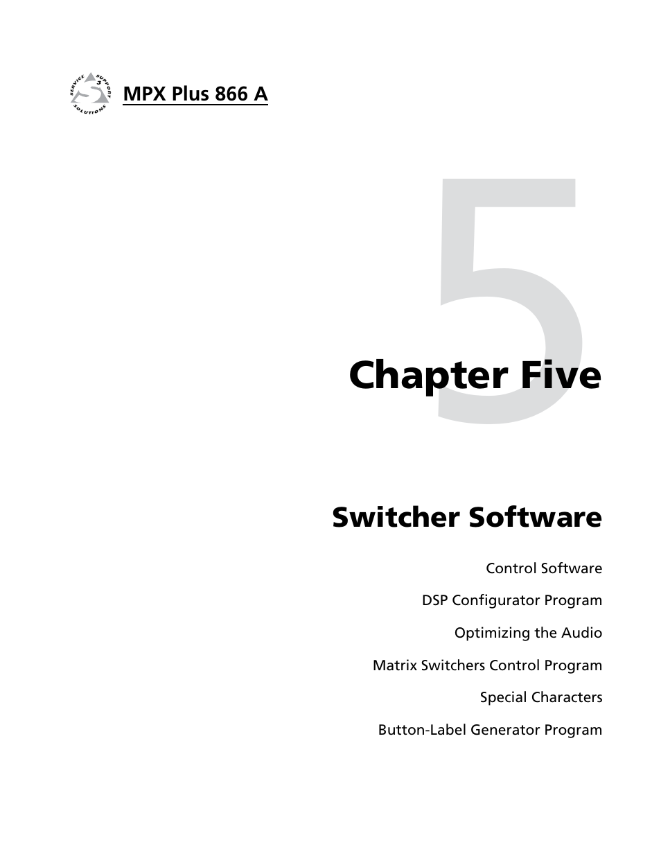 Chapter 5 • switcher software, Chapter five • switcher software | Extron Electronics MPX Plus 866 A Rev. B User Manual | Page 107 / 222