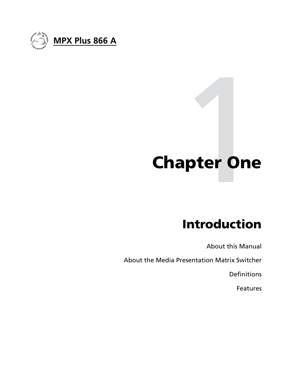 Chapter 1 • introduction, Chapter one • introduction | Extron Electronics MPX Plus 866 A Rev. B User Manual | Page 11 / 222