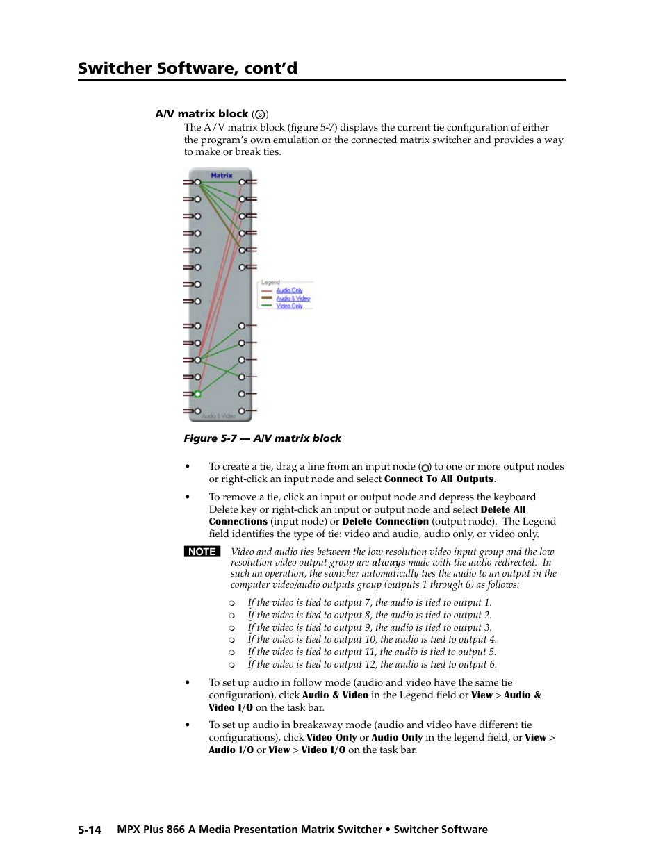 A/v matrix block, Preliminar y, Switcher software, cont’d | Extron Electronics MPX Plus 866 A Rev. B User Manual | Page 120 / 222