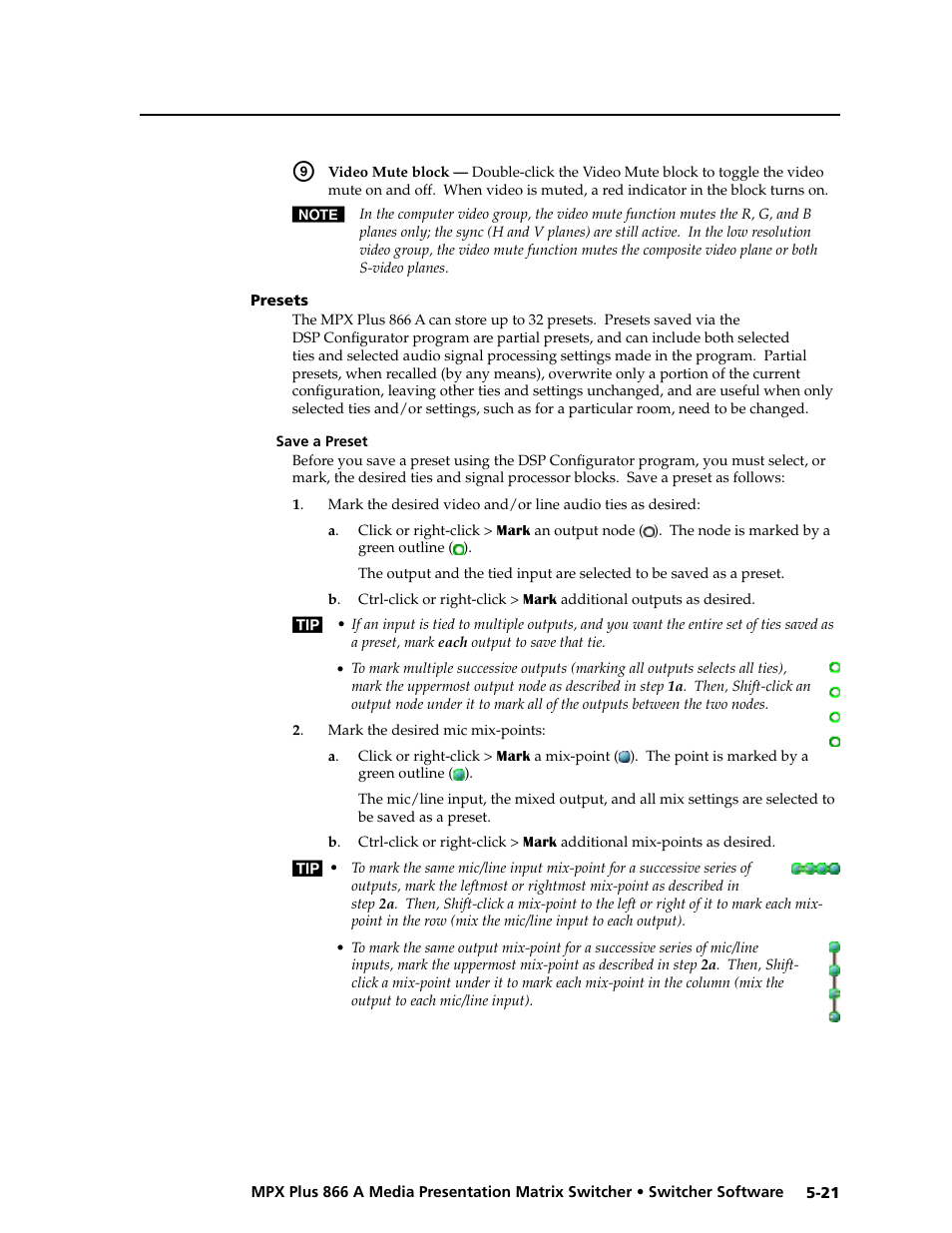 Presets, Save a preset, Presets -21 | Save a preset -21, Preliminar y | Extron Electronics MPX Plus 866 A Rev. B User Manual | Page 127 / 222