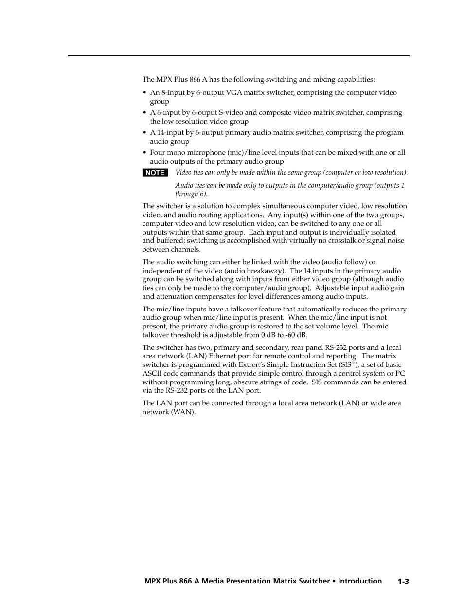 Preliminar y | Extron Electronics MPX Plus 866 A Rev. B User Manual | Page 13 / 222