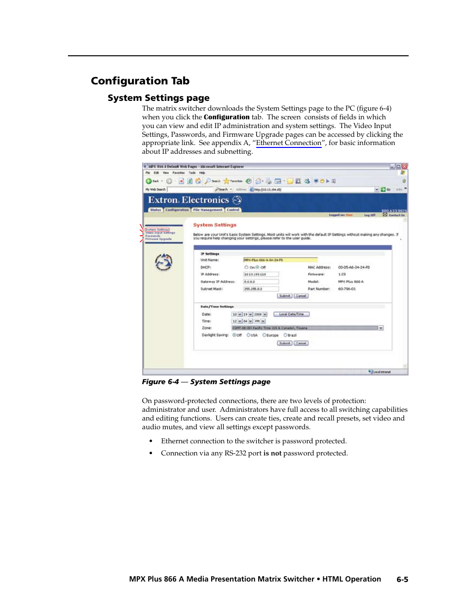 Configuration tab, Preliminar y | Extron Electronics MPX Plus 866 A Rev. B User Manual | Page 169 / 222